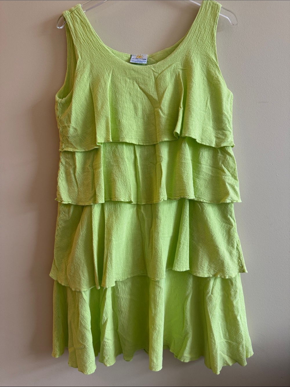 Lime Green Tiered Casual Dress